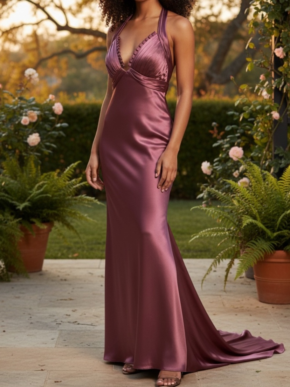 🤩 Bari Jay Vintage-Style Halter Neck Maxi Gown - size 8